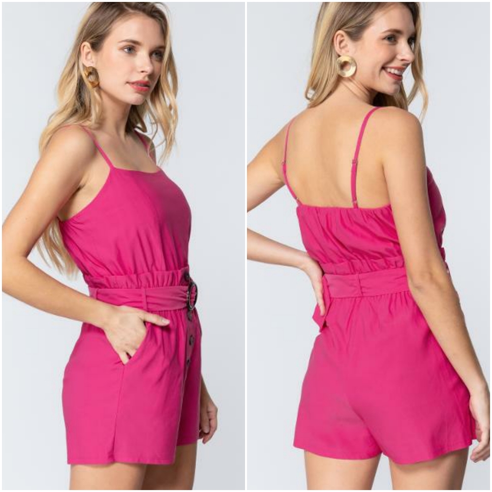 Utility Chic Hot Pink Romper - Picture 6 of 7